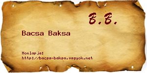 Bacsa Baksa névjegykártya
